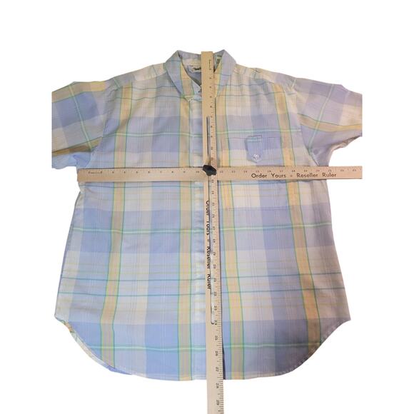VTG Diane von Furstenberg Women’s M Blue Plaid Button-Up Shirt Blouse EUC - Picture 9 of 10